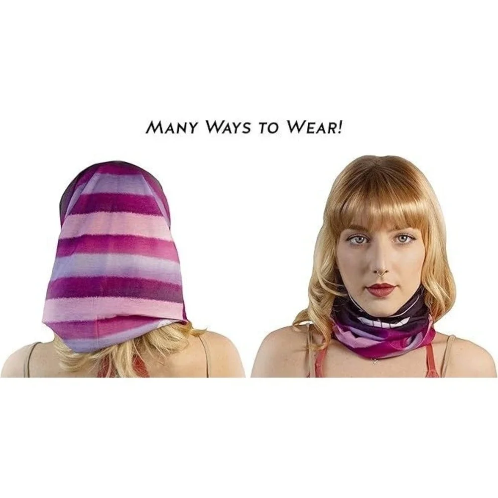 Plur Vision Seamless Bandana Gaitor Buff Face Mask - Cheshire Cat - Black Light